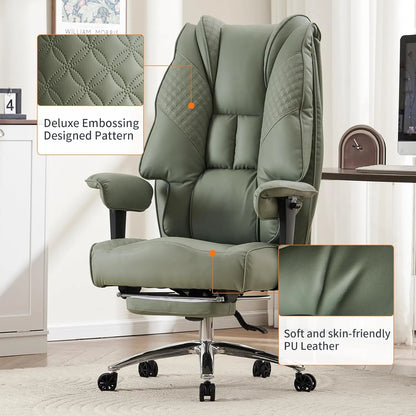 Ergonomic Executive Office Chair with Footrest, 400lbs Capacity, Lumbar Support for Back Pain Relief in Light Green |...