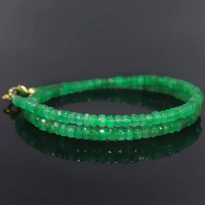 Natural Emerald Necklace 2-4mm Round Faceted Beryl Beads 20 Inch Handmade Strand | Kimlud Mid Range Jewelry