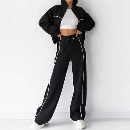 Women Two Piece Sets Tracksuit Outfit Jacket Sweatshirts Pocket Drawstring Long Pants Suit Thick Casual Office Lady Autumn - Kimlud