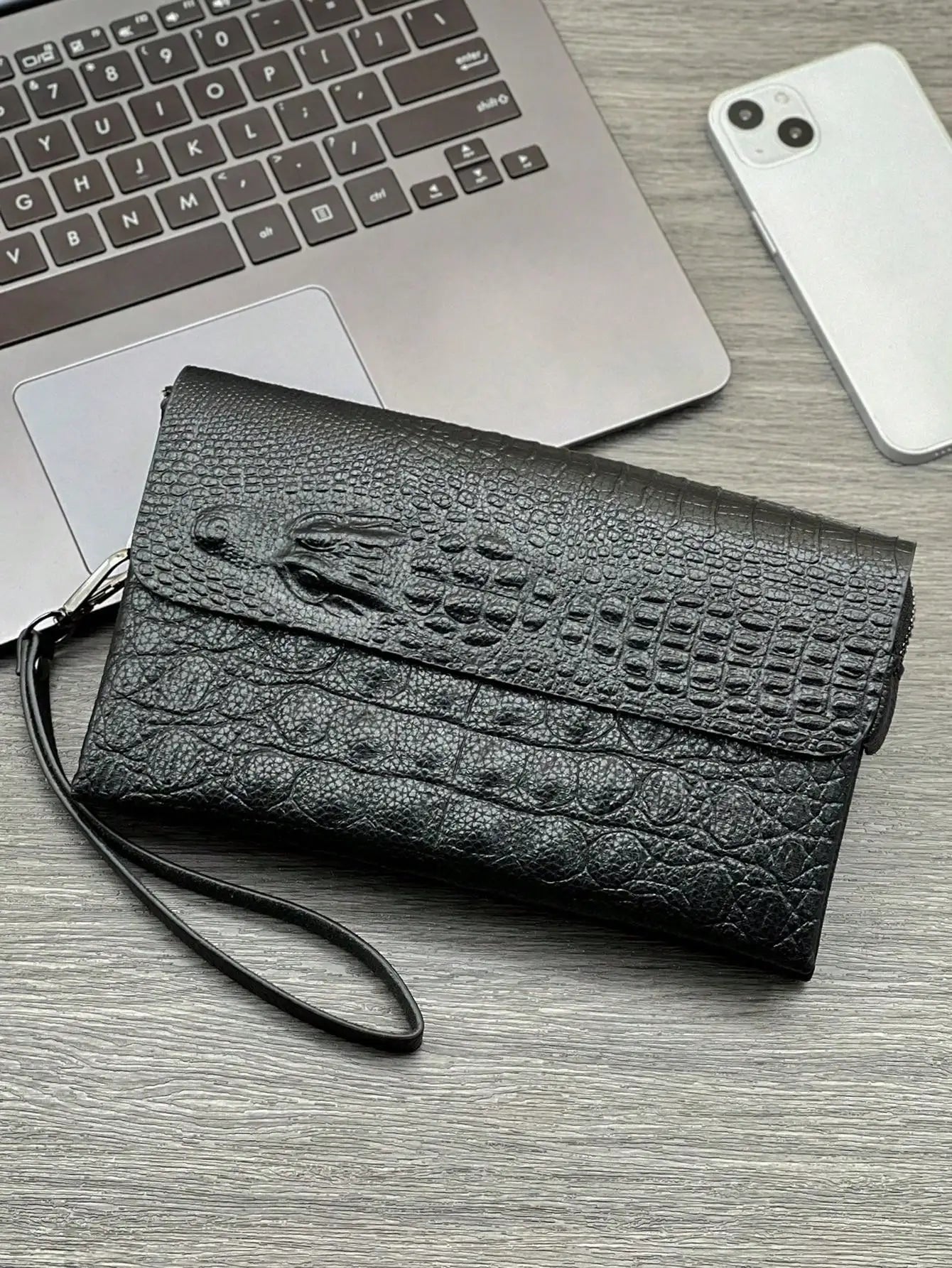 Fashion Crocodile Pattern Clutch Bag Business Portable Large Capacity Multifunctional Handbag Flap Zipper Clutch Bag |...