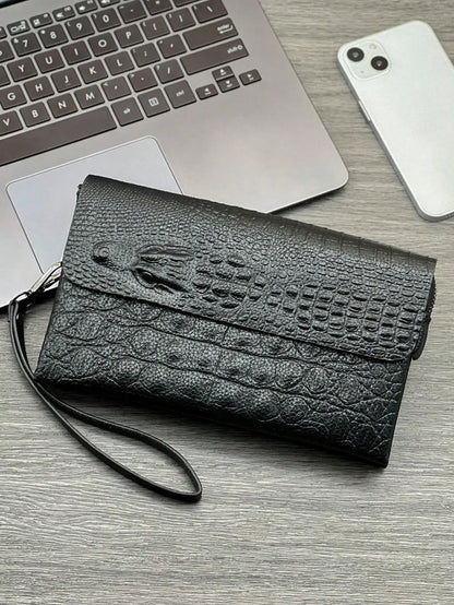 Fashion Crocodile Pattern Clutch Bag Business Portable Large Capacity Multifunctional Handbag Flap Zipper Clutch Bag |...