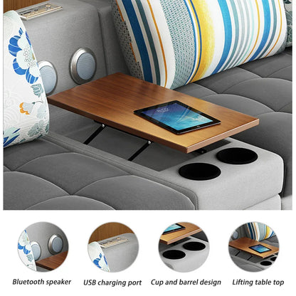 Light Luxury L-Shaped Sofa Set Living Room Furniture High Quality Big Sofa Set Modern Design Wooden Multifunctional Sofa...