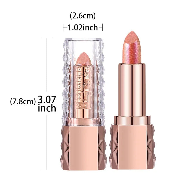 Pink Luxurious Metallic Glitter Lipstick Lasting Waterproof Shimmery Pearl Sparkling Hydrating Lipstick Women Makeup...