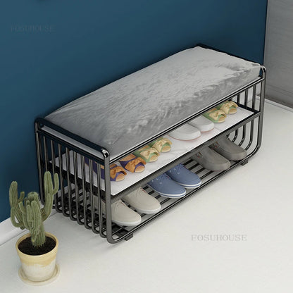 Minimalist Homestay Shoe Changing Stool Nordic Bedroom Long Ottoman Villa Storage Shoe Stools Home Furniture Hallway Porch Bench - Kimlud