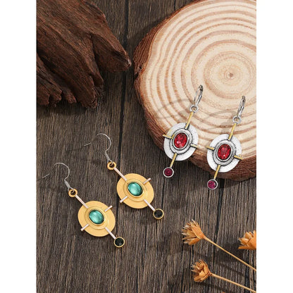 Vintage Tribal Spiral Dangle Earrings for Women Metal Geometry Twist Bronze Metal Painting Pattern Ethnic Earrings Gift