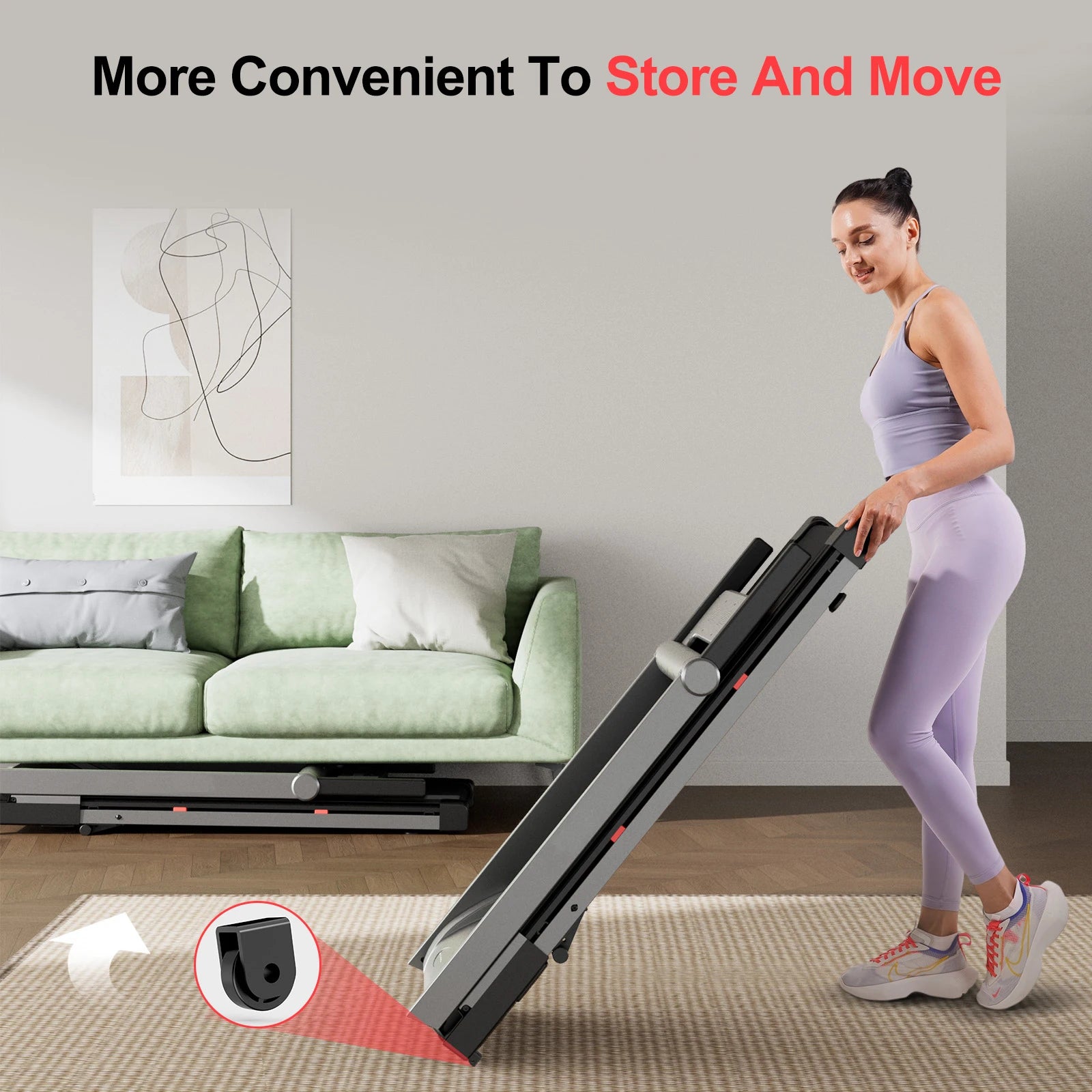 3.5HP Foldable Incline Home Treadmill Walking Pad with Handle Bar Holder 350LBS Capacity Touch Screen Smart App Data Monitoring - Kimlud