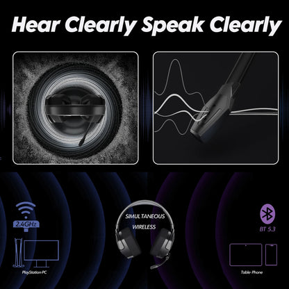 NUBWO G06 Wireless Headsets Gamer 2.4GHz Bluetooth 5.3 Gaming Headphones with Dual Microphone for PS5, PS4, PC, Mobile, Switch