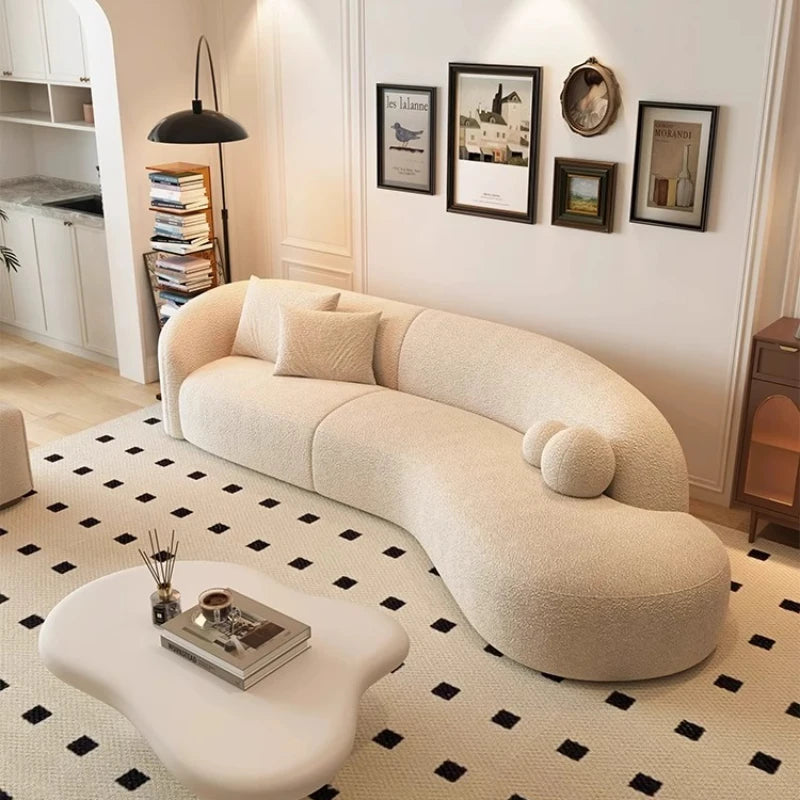 Italian minimalist moon arc Nordic lamb wool living room clothing store Internet celebrity reception fabric sofa - Kimlud