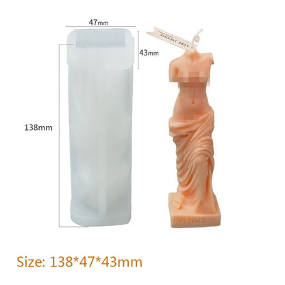 3D Roman Column Candle Mold Ancient Pillar Silicone Mold DIY Venus Portrait Scented Candle Body Plaster Silicone Mold Home Decor