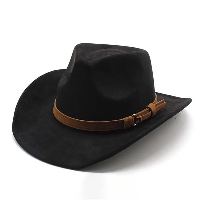 Women Men Felt Cowgirl Hats Vintage Soft Wide Brim Western Hat with Belt for Party | Kimlud Mid Range Rug