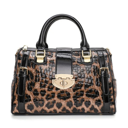 Leather handbag for women - new style, elegant Boston-style women's bag, lady's large capacity shoulder bag for moms