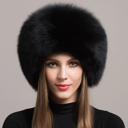 Hot Sale 100% natural Fox Fur Hat Women Cap Thick Fur Cap Winter Warm Hat Female Fashion For Women Hat With Earmuffs Hat...