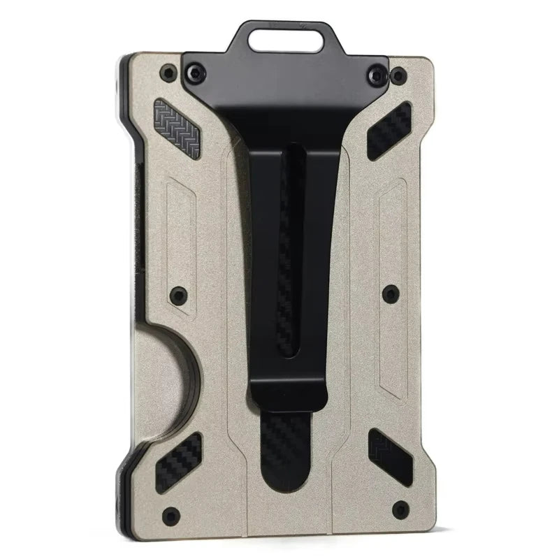 Minimalist Wallet for Men- Slim Aluminum Metal Money Clip with Clear ID Card Holder, RFID Blocking, Ultra-Thin Carbon Fiber