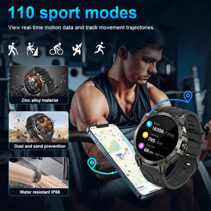 LIGE 760mAh Large Battery Outdoor Smart Watch Men 1.85 inch HD Screen GPS Compass Bluetooth Call IP68 Waterproof Smartwatch 2025
