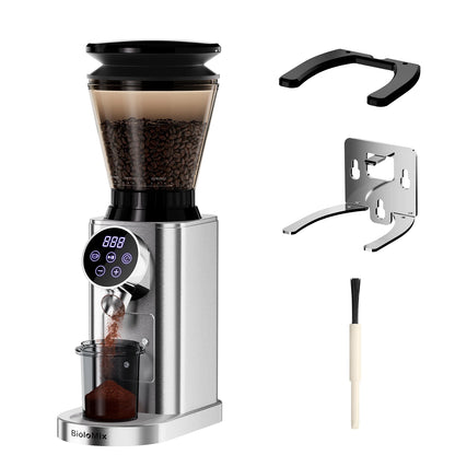 BioloMix Professional Conical Burr Grinder 48 Adjustable Settings with Removable Holder for Espresso Drip and French...