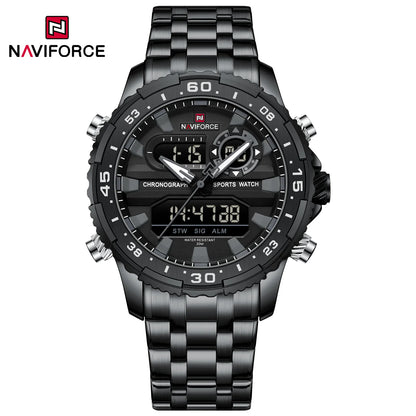 NAVIFORCE Fashion Brand Black Gold Men Watch Fashion Luxury Quartz Wrist Watches Sport Waterproof  Stainless Steel Strap NF9234