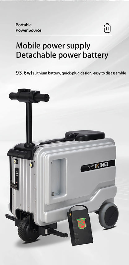 Deluxe Electric Scooter Luggage Children's Cabin Portable Smart Luggage Comfortable Seat Silver Trolley Multipurpose Bag...