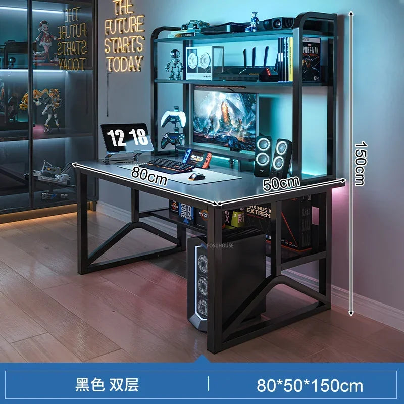 Home Office Table For Pc Gaming Desk Simple Desktop Computer Desks With Bookshelf Furniture Creative Reading Desk Gamer Table X