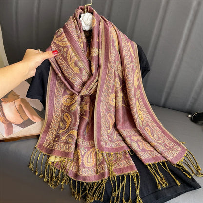 Luxury Brand Autumn Cashmere Pashmina Shawl Lady Wrap Warm Winter Scarves Design Print Female Foulard Cotton Stoles...