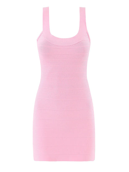 TWOTWINSTYLE Solid Sexy Club Bodycon Mini Dress for Women Stand Collar Sleeveless High Waist Temperament Party Dresses Female