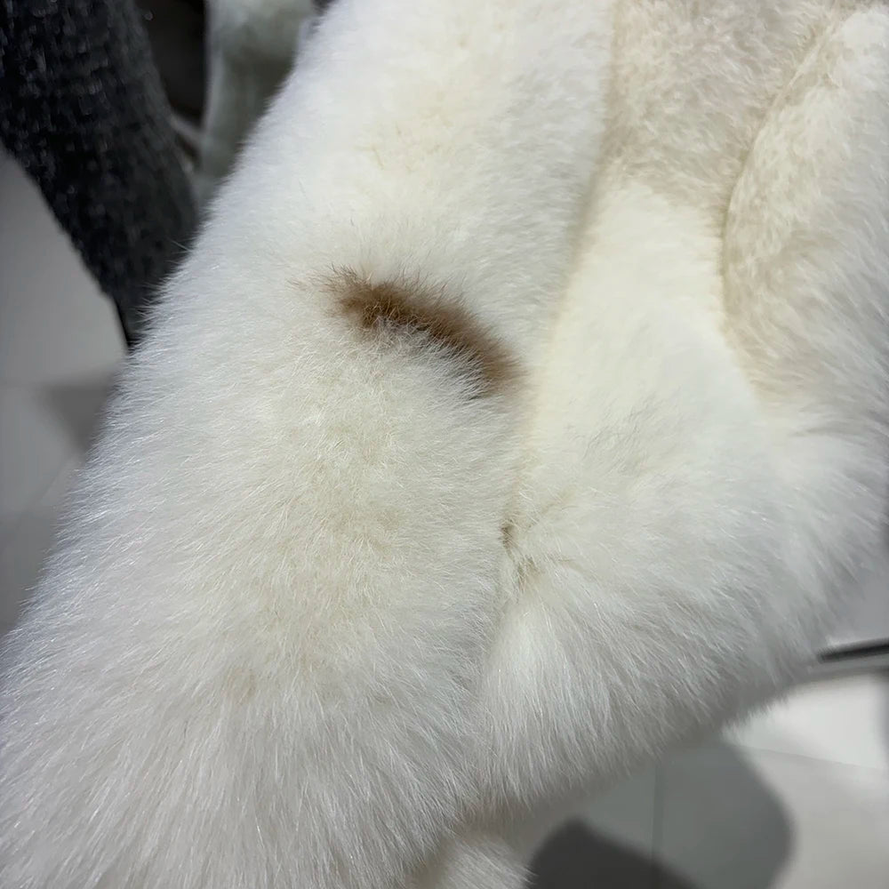 YOLOAgain 2025 Winter Warm Long Luxury Real Fox Fur Jacket Coat Women 120cm length