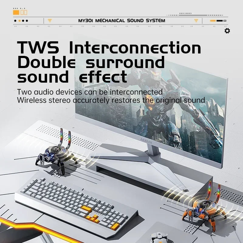 2500mAh Large Capacity Battery Wireless Bluetooth RGB Speaker High-Quality Sound Mechanical Style Cartoon Design Heavy Bass