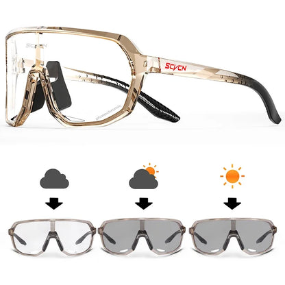 SCVCN New Riding Cycling Sunglasses Outdoor Sports Running Goggles Men's Mtb Bicycle Glasses Women Cycling Eyewear 1 Lens