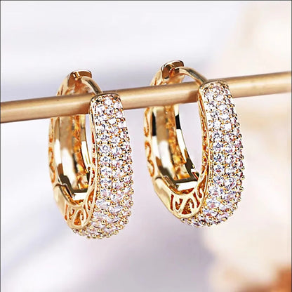 925 Sterling Silver Dazzling CZ Stone Hoop Earrings For Women Vintage Simple Zircon Circle Drop Earrings Elegant Party Jewelry - Kimlud