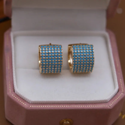 2025 Korean new design fashion jewelry 14K plated blue zircon large water drop earrings elegant women's daily work...