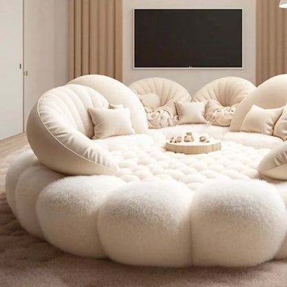 Round Aesthetics Soft Bed Frame European Full Master Bedroom Hotel Create Bed King Size Fashionable Modern Cama Casal...