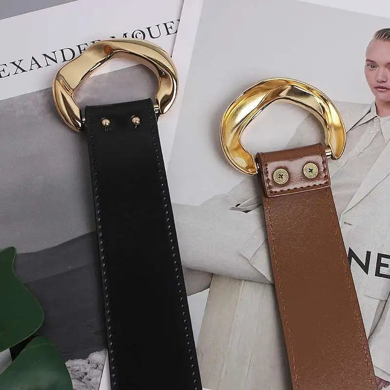 LANMREM Fashion PU Leather Belt Irregular Cowhide Waist Women's Decorative Suit Dress Sweater Waist Belts 2025 New...