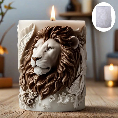3D Lion Relief Candle Mold - Fine Lion Hair Replication High-Temperature Resistant Easy Unmold for DIY Aromatherapy Candles Home