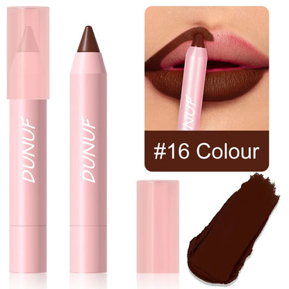 18-Colors Lipstick Pencil Waterproof Sexy Red Matte Contour Tint Lipstick Lasting Non-stick Cup Lipliner Pen Lip Makeup...