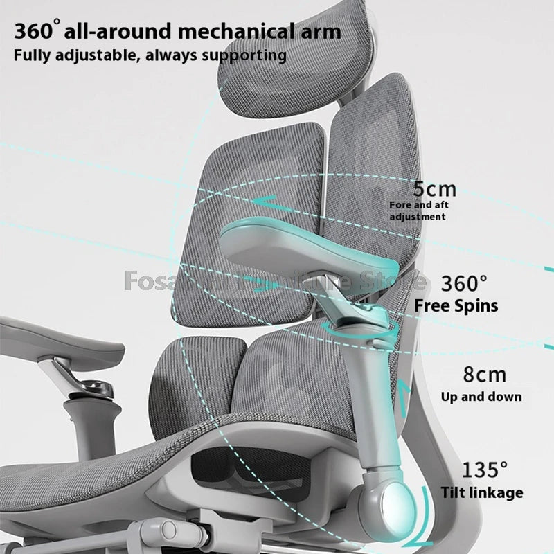 Multifunctional Ergonomic Mesh Office Desk Chair Adjustable Gaming Computer Chairs with Footrest Premium Home PC Swivel Recliner