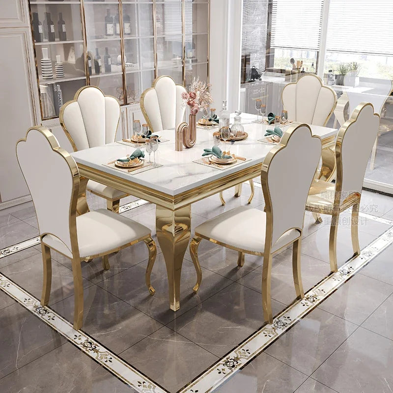Marble Luxury Dining Table Unique Gold Individual White Italian Dining Table Rectangular Design Mesa Comedor Home...