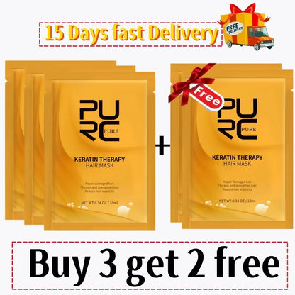 PURC 8 Seconds Hair Mask Smoothing Straightening Keratin Hair Treatment Cream Soft Repair Damaged Frizz Professional...