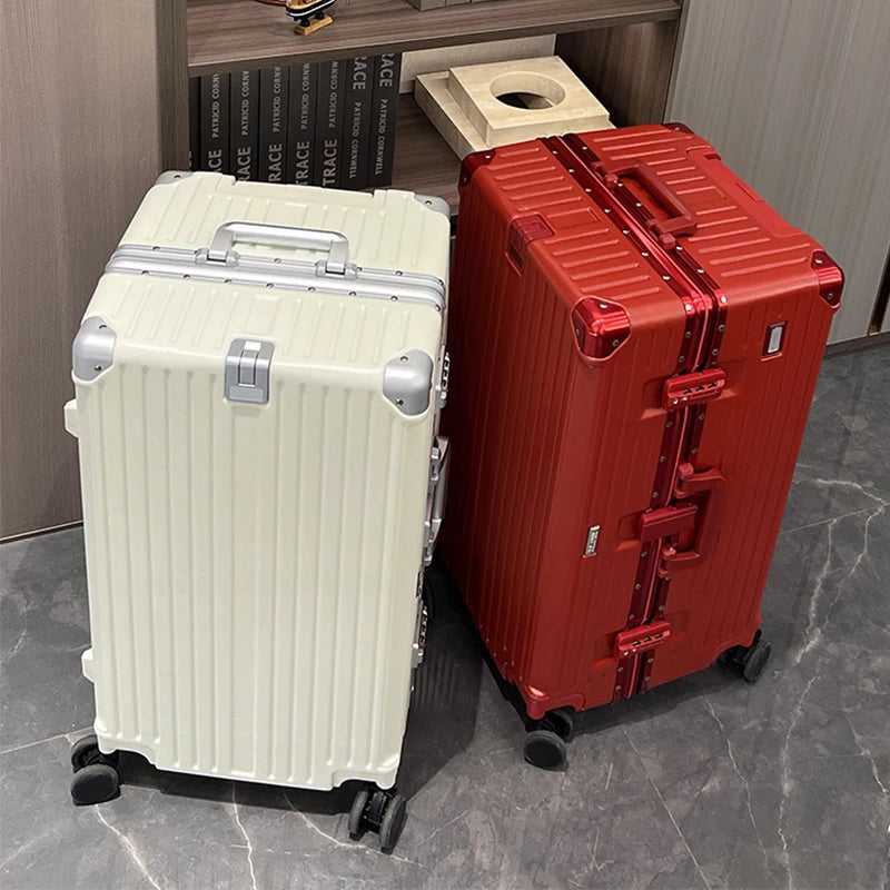 Aluminum Frame Suitcase TSA Password Trolley Case 36 inch Large Capacity Luggage with USB Cup Holder 20" 30" Travel Suitcases - Kimlud