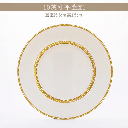 2025 New Jingdezhen Dishes Tableware Free Combination Household High-grade Bone China Tableware Housewarming Relief Rose