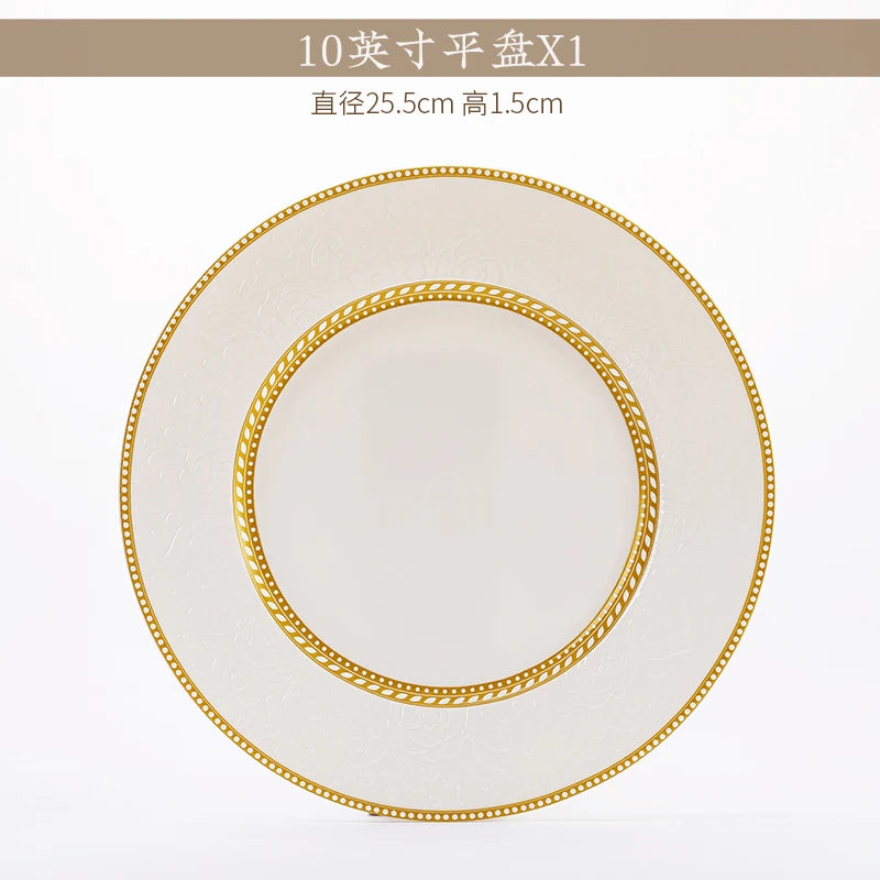 2025 New Jingdezhen Dishes Tableware Free Combination Household High-grade Bone China Tableware Housewarming Relief Rose