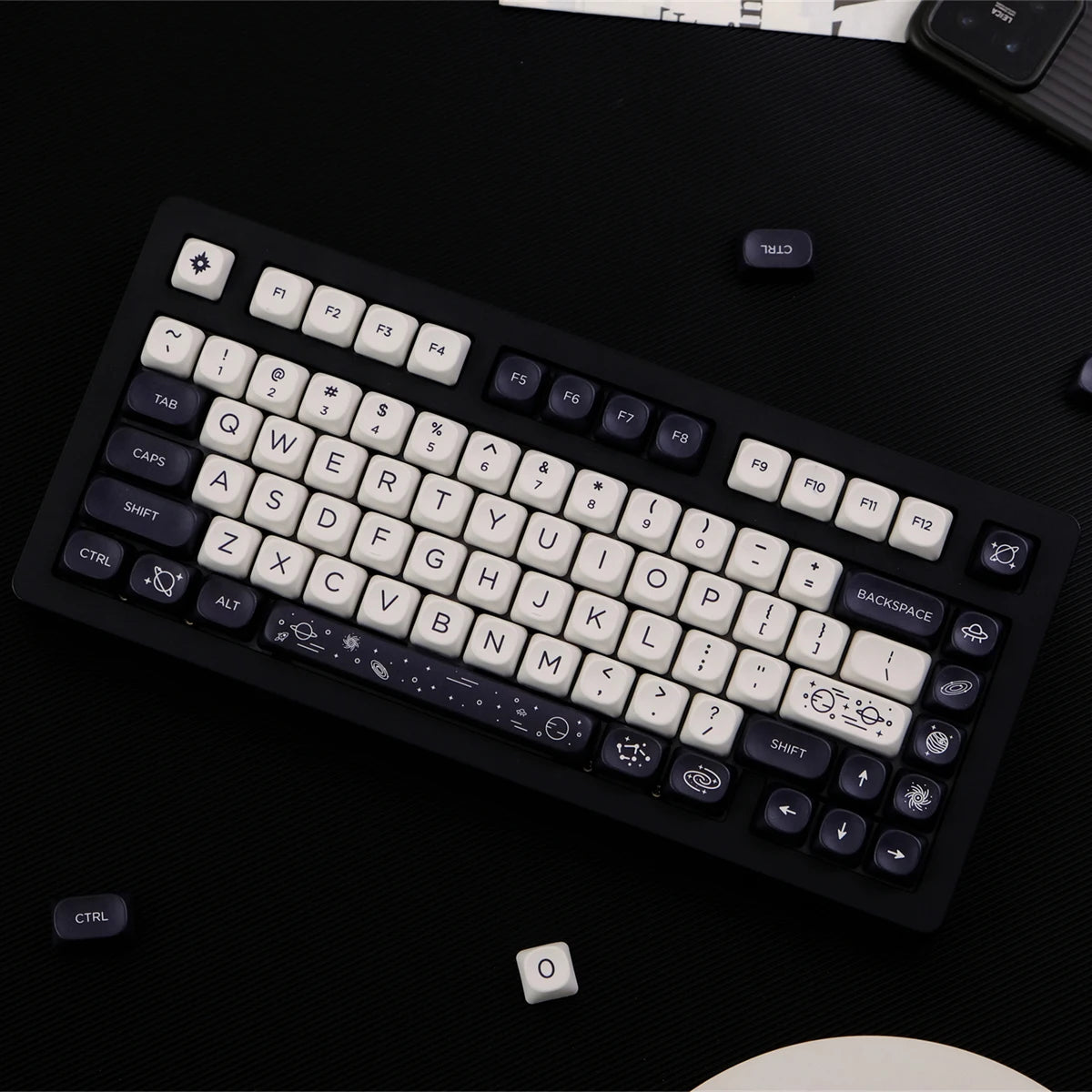 125 Keys Milky Way White Dye-Sublimation Keyboard Keycaps MOA Profile Cute PBT Key cap for Cherry MX Switches Gaming Keyboard