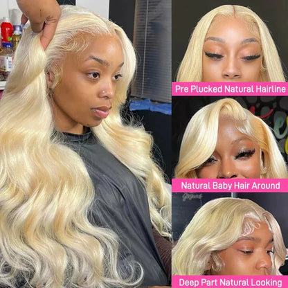 613 Lace Front Wigs Body Wave Lace Front Human Hair Wigs Brazilian 13x6 Blonde HD Lace Frontal Honey Blonde Wigs For Women - Kimlud