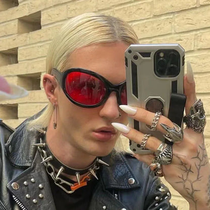 Fashion Luxury Brand Oversized Oval Y2K Punk Sunglasses Men Women Trend Hip Hop Personality Outdoors Driving Sunglasses UV400 - Kimlud