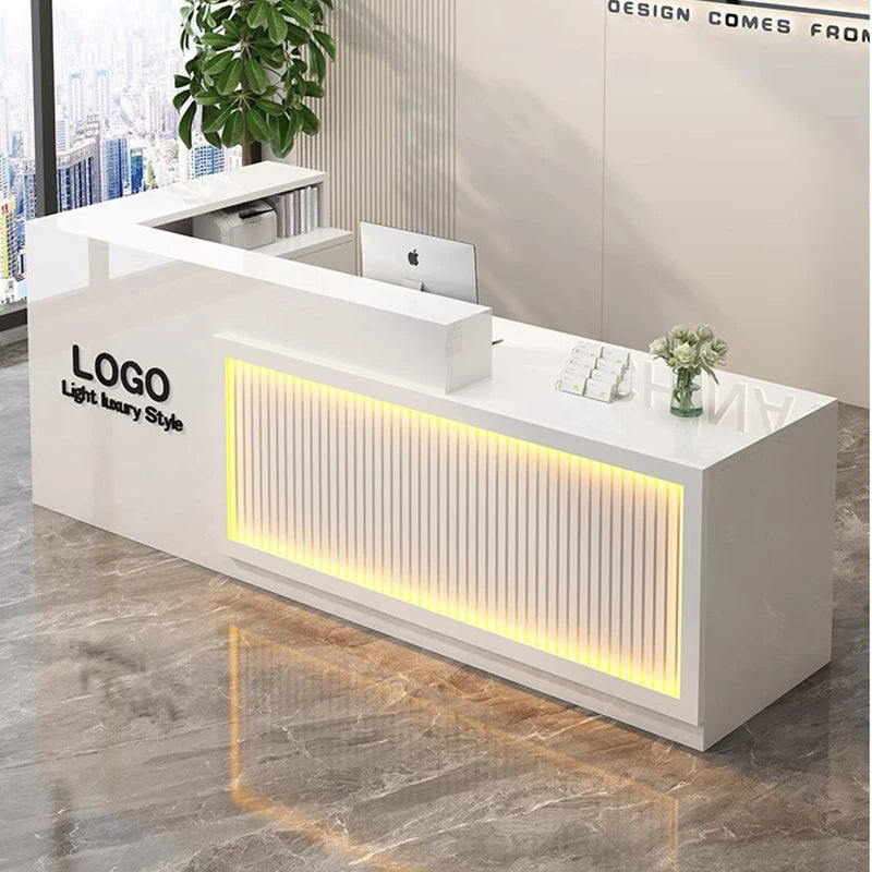 Simple Salon Luxury Reception Desk Decorations Custom Reception Desk Beauty Mostrador Recepción Commercial Office Furniture - Kimlud