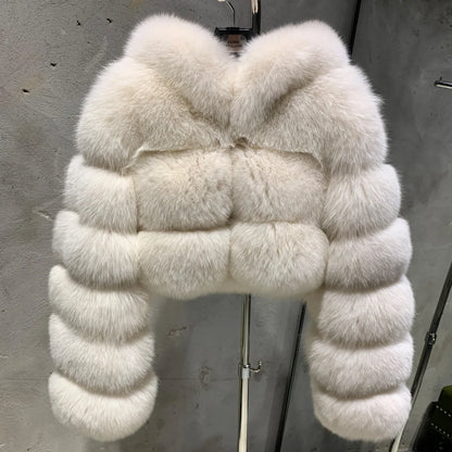 Women's Full Pelt Real Fox Fur Hooded Jackets, Long Sleeve Outwear, Winter Bomber, Female, 902