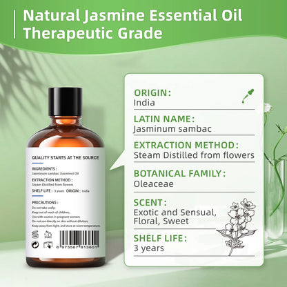 HIQILI 100ML Jasmine Ylangylang Orange Essential Oils, 100% Pure Floral Oil for Diffuser, Humidifier, Massage, DIY...