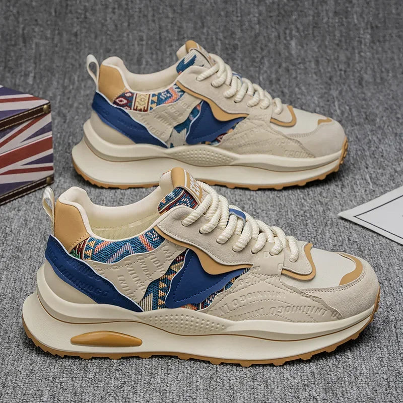 New Summer Men's Thick Bottom Heightening Dad Shoes Anti-slip Wear-resistant Sports Board Shoes Fashionable Casual Trendy Shoes - Kimlud