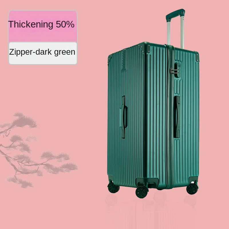 Oversized 28/50/70/80-inch Suitcase Aluminum Frame Suitcase on Wheels Large capacity Leather Luggage with Combination Lock