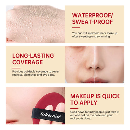 Sunscreen Cushion Foundation Fit Cushion Foundation Full Coverage Waterproof Long-lasting Concealer Long-lasting Makeup...