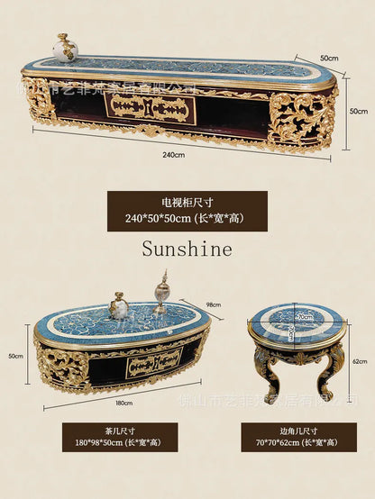 French aristocratic living room furniture European style luxury high-end gold fabric sofa - Kimlud