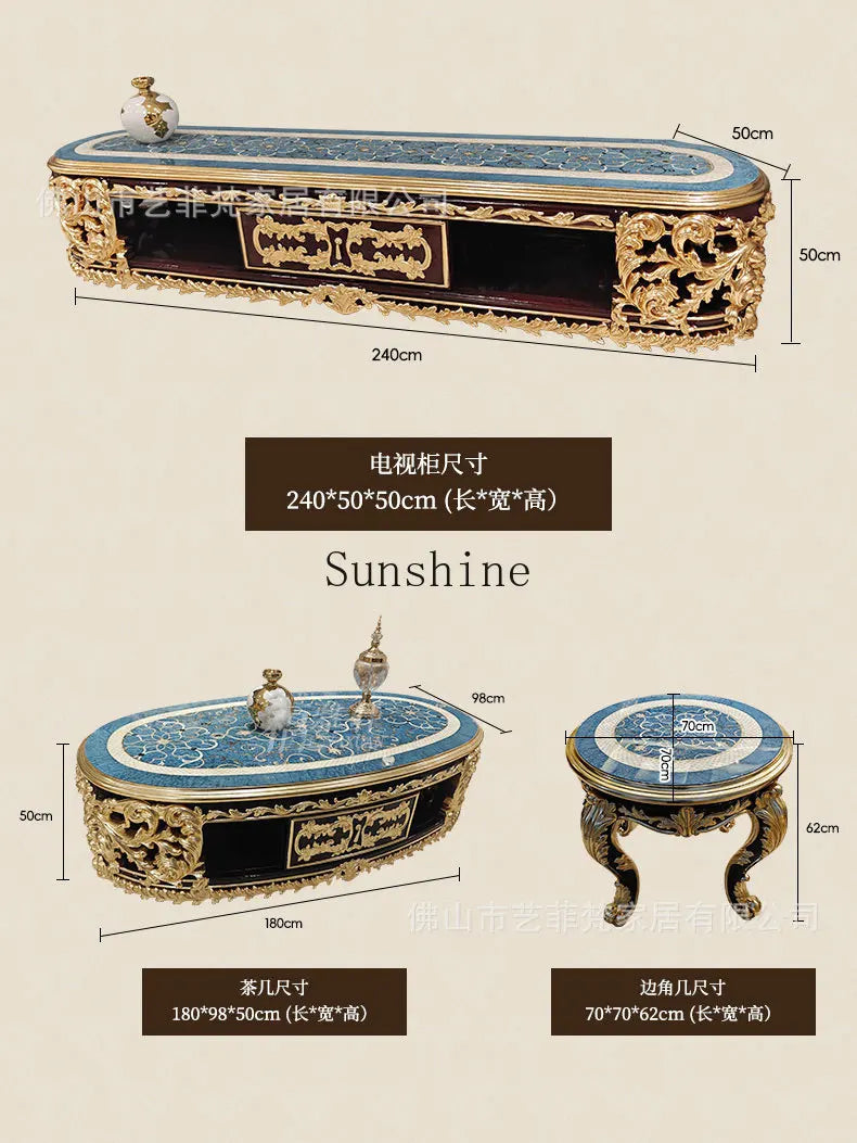 French aristocratic living room furniture European style luxury high-end gold fabric sofa - Kimlud